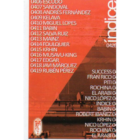 Índice Granada 426 Las Fichas Quiz Liga 2016 Official Quiz Game Collection