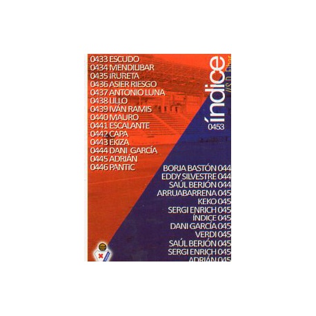Índice Eibar 453 Las Fichas Quiz Liga 2016 Official Quiz Game Collection