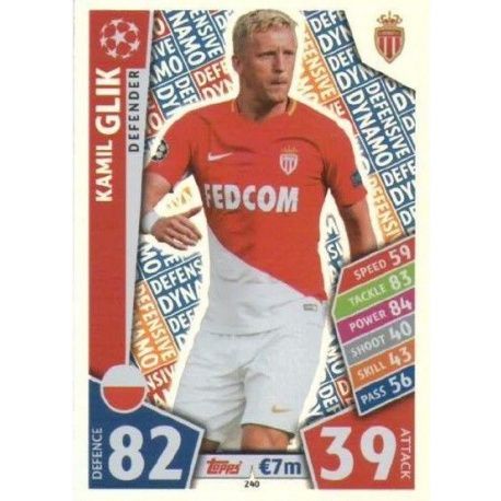 Kamil Glik - Defensive Dynamo Monaco 240 Match Attax Champions 2017-18