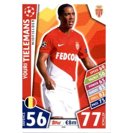 Youri Tielemans Monaco 244 Match Attax Champions 2017-18