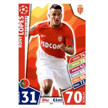 Rony Lopes Monaco 248 Match Attax Champions 2017-18