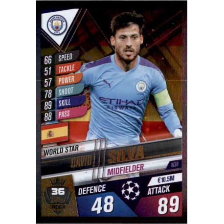 David Silva Manchester City World Star W36 Match Attax 101 2019-20