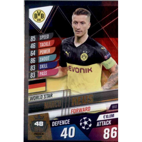 Marco Reus Borussia Dortmund World Star W48 Match Attax 101 2019-20