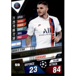 Mauro Icardi Paris Saint-Germain World Star W59 Match Attax 101 2019-20