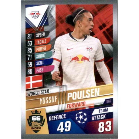 Youssef Poulsen RB Leipzig World Star W66 Match Attax 101 2019-20
