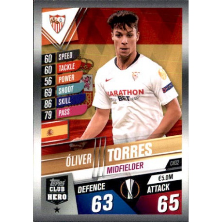 Oliver Torres Sevilla FC Club Hero CH32 Match Attax 101 2019-20