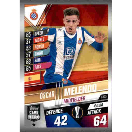 Oscar Melendo RCD Espanyol Club Hero CH35 Match Attax 101 2019-20