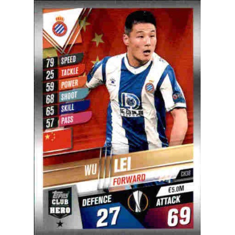 Wu Lei RCD Espanyol Club Hero CH38 Match Attax 101 2019-20