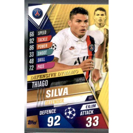 Thiago Silva Paris Saint-Germain Defensive Dynamo DD2 Match Attax 101 2019-20