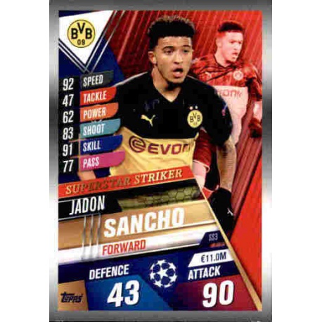 Jadon Sancho Borussia Dortmund Superstar Striker SS3 Match Attax 101 2019-20
