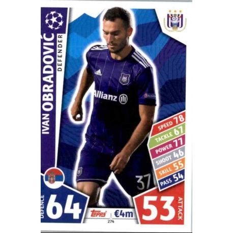 Ivan Obradović Anderlecht 274 Match Attax Champions 2017-18