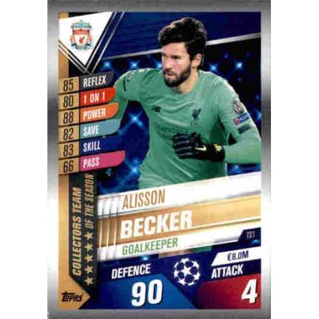 Alisson Becker Liverpool Collectors Team of the Season TS1 Match Attax 101 2019-20