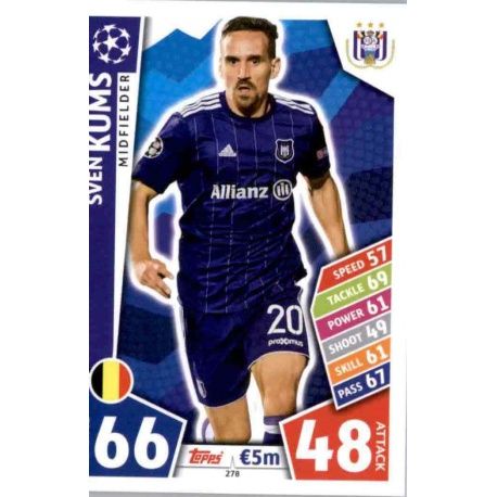 Sven Kums Anderlecht 278 Match Attax Champions 2017-18