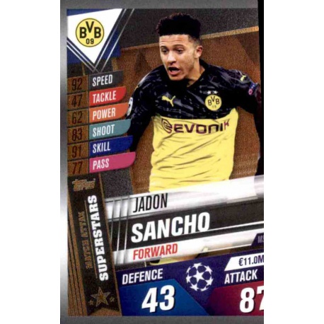 Jadon Sancho Borussia Dortmund Superstars MS12 Match Attax 101 2019-20