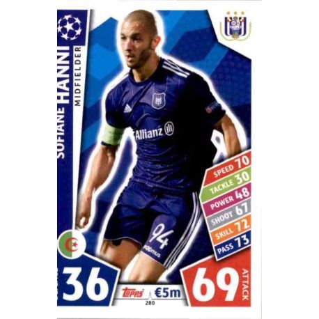 Sofiane Hanni Anderlecht 280 Match Attax Champions 2017-18