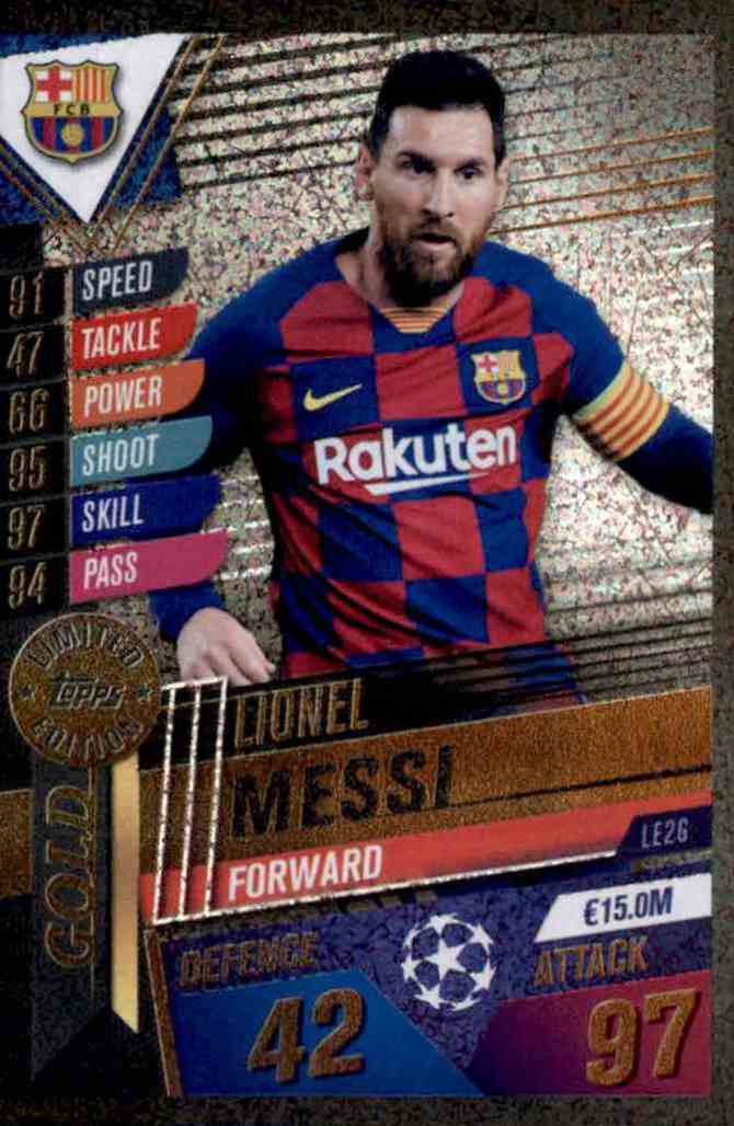 Sale Online Lionel Messi Limited Edition Gold Match Attax 101 Cards 2019 20