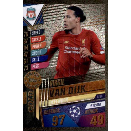 Topps Match Attax 101 19/20 Limited Edition LE3G Virgil Van Dijk Gold LE 3G 