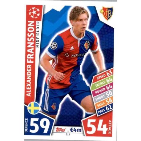 Alexander Fransson Basilea 315 Match Attax Champions 2017-18