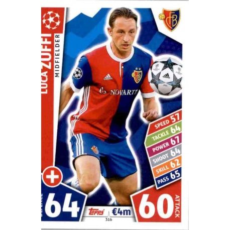 Luca Zuffi Basilea 316 Match Attax Champions 2017-18