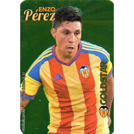 Enzo Pérez Valencia Gold Star Brillo Liso Limited Edition Las Fichas Quiz Liga 2016 Official Quiz Game Collection