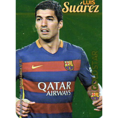 Luis Suárez Barcelona Gold Star Brillo Liso Limited Edition Las Fichas Quiz Liga 2016 Official Quiz Game Collection