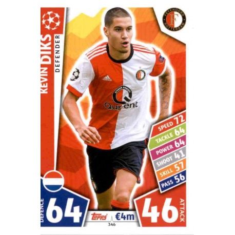 Kevin Diks Feyenoord 346 Match Attax Champions 2017-18