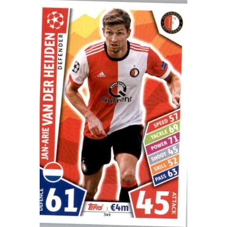 Jan-Arie van der Heijden Feyenoord 349 Match Attax Champions 2017-18