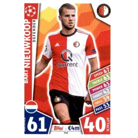 Bart Nieuwkoop Feyenoord 350 Match Attax Champions 2017-18