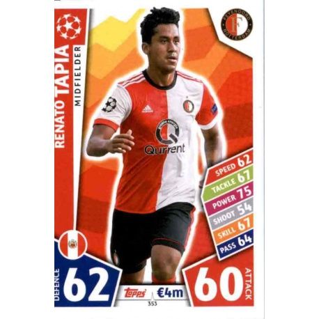 Renato Tapia Feyenoord 353 Match Attax Champions 2017-18