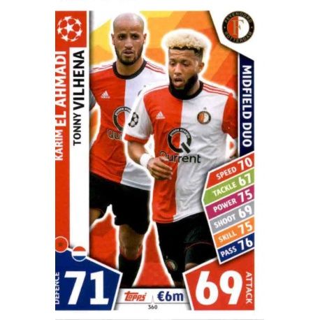 Karim El Ahmadi - Tonny Vilhena - Midfield Duo Feyenoord 360 Match Attax Champions 2017-18