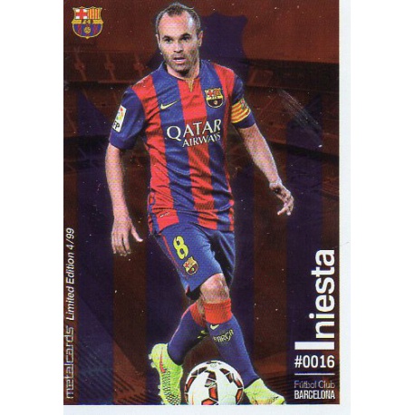 Andrés Iniesta Metalcard Limited Edition Barcelona Las Fichas Quiz Liga 2016 Official Quiz Game Collection