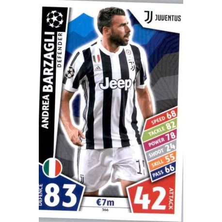 Andrea Barzagli Juventus 366 Match Attax Champions 2017-18