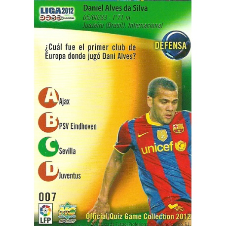 Dani Alves Error Barcelona 7 Las Fichas de la Liga 2012 Official Quiz Game Collection