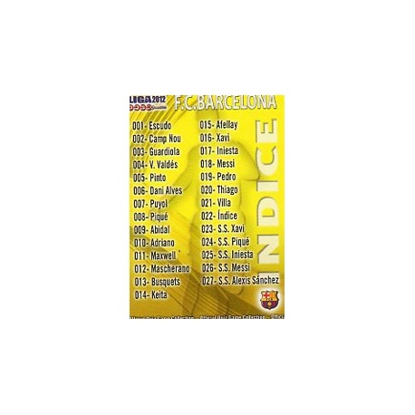 Índice Barcelona 22 Las Fichas de la Liga 2012 Official Quiz Game Collection