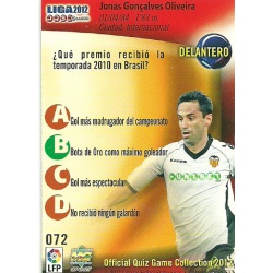 Jonás Error Valencia 72 Las Fichas de la Liga 2012 Official Quiz Game Collection