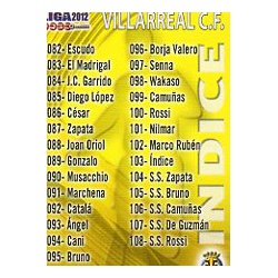 Índice Villarreal 103 Las Fichas de la Liga 2012 Official Quiz Game Collection