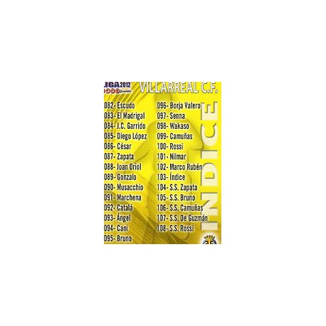 Índice Villarreal 103 Las Fichas de la Liga 2012 Official Quiz Game Collection