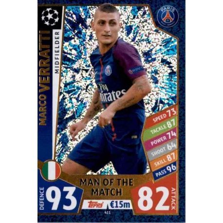 Marco Verratti Man of the Match 411 Match Attax Champions 2017-18