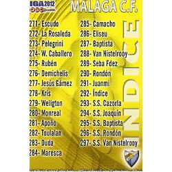Índice Málaga 292 Las Fichas de la Liga 2012 Official Quiz Game Collection
