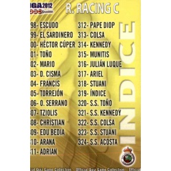 Índice Racing 319 Las Fichas de la Liga 2012 Official Quiz Game Collection
