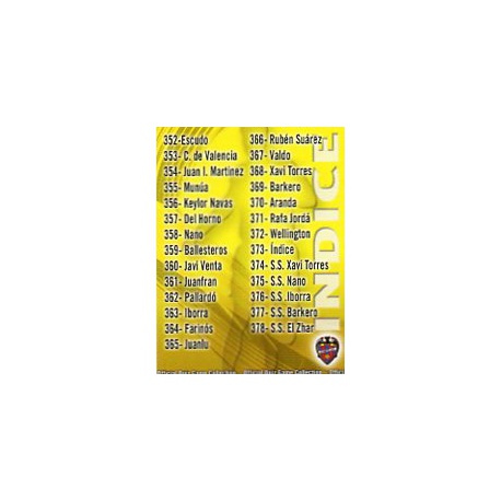 Índice Levante 373 Las Fichas de la Liga 2012 Official Quiz Game Collection