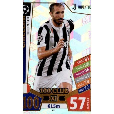 Giorgio Chiellini UCL 100 Club XI 422 Match Attax Champions 2017-18