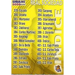 Índice Real Sociedad 400 Las Fichas de la Liga 2012 Official Quiz Game Collection