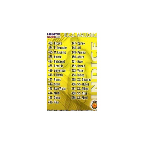Índice Mallorca 454 Las Fichas de la Liga 2012 Official Quiz Game Collection