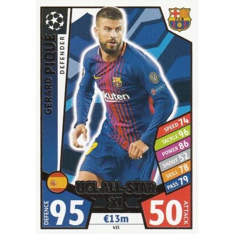 Gerard Piqué UCL AllStar XI 433 Match Attax Champions 2017-18