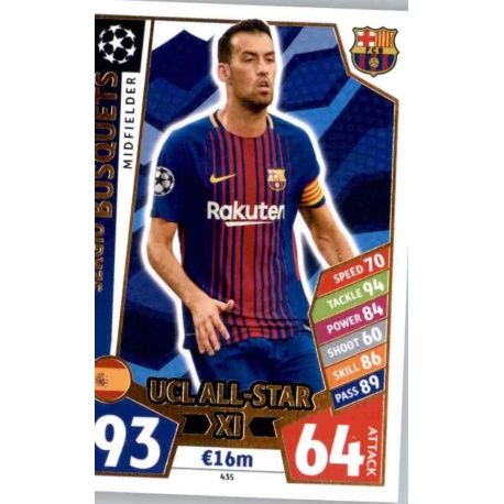 Sergio Busquets UCL AllStar XI 435 Match Attax Champions 2017-18