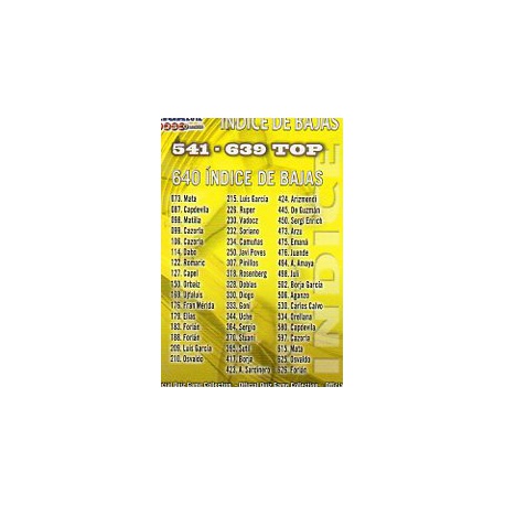 Índice de Bajas 640 Las Fichas de la Liga 2012 Official Quiz Game Collection