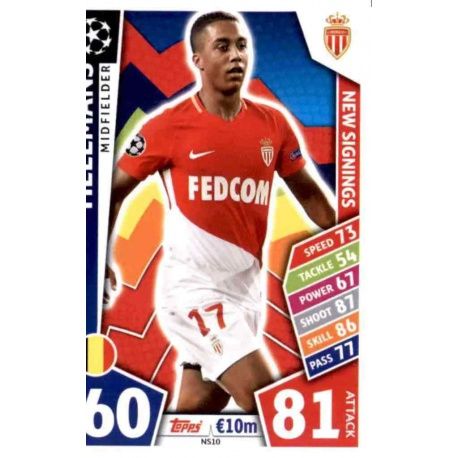 Youri Tielemans New Signings NS10 Match Attax Champions 2017-18