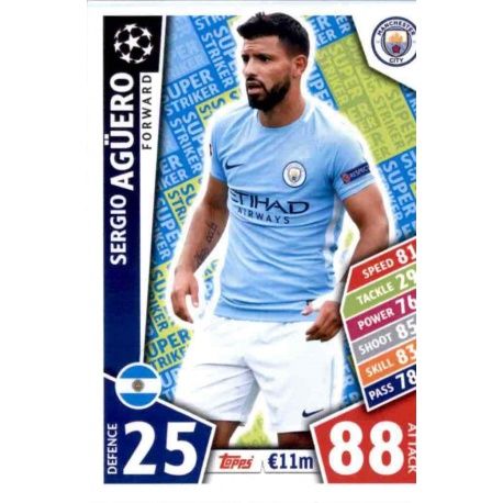 Sergio Agüero Super Strikers SS10 Match Attax Champions 2017-18