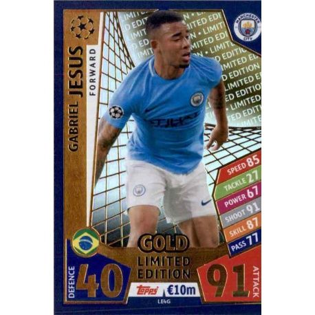 Gabriel Jesus Limited Edition Gold LE4G Match Attax Champions 2017-18